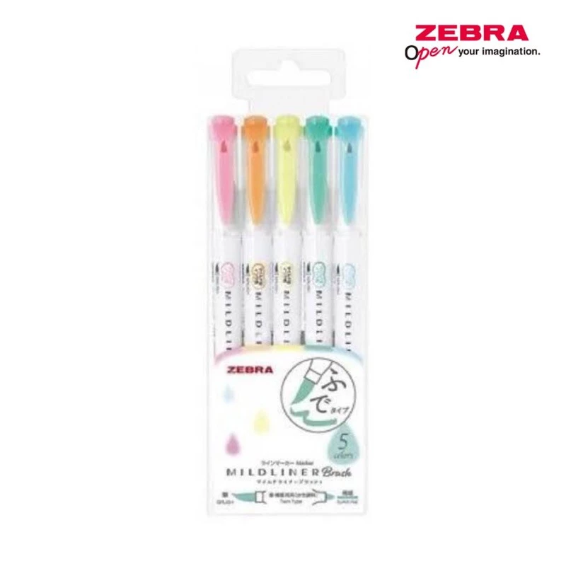 ZEBRA Mildliner Brush Highlighter 5 PCS Set 5C