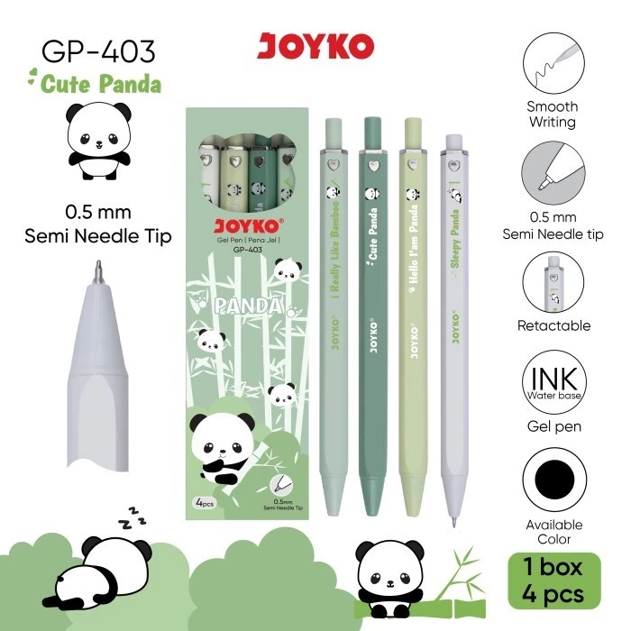 Gel Pen Pulpen Pena Joyko GP-403 Panda 0.5 mm